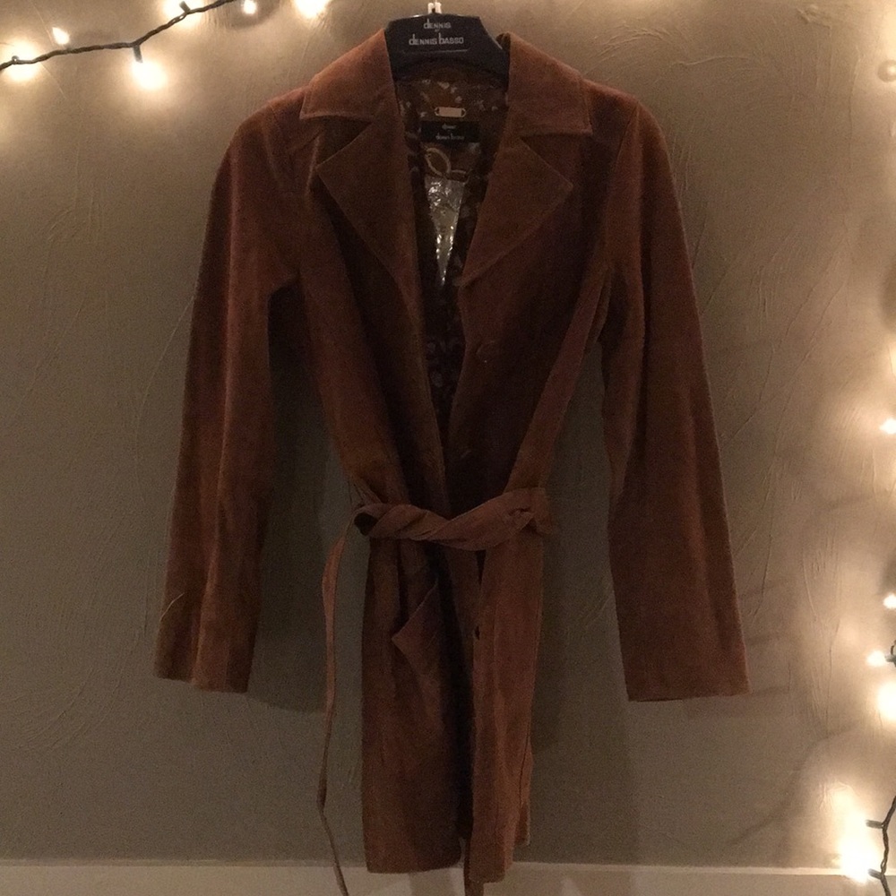 Dennis Basso 100% leather Suede coat